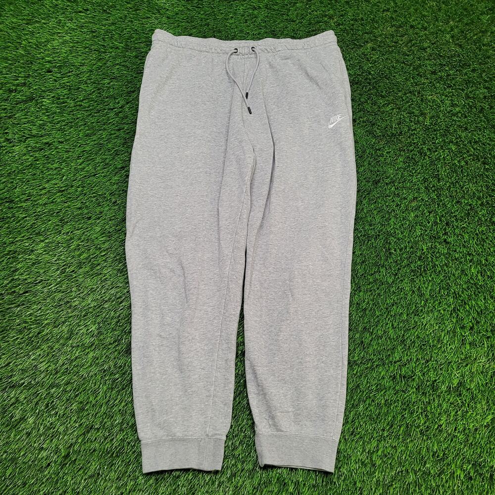 Nike Swoosh Logo Jogger Sweatpants Mens XL Heather Grey Tapered Fit